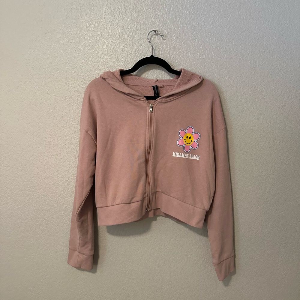 Miramar Beach Zip Up Hoodie Size L Mauve